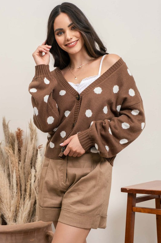 Polka Dot Sweater Cardigan